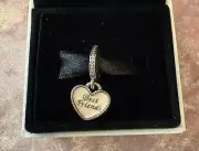 NEW IN BOX~PANDORA~Best Friends Always There~ Heart Dangle Charm~925 & CZ