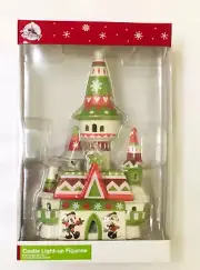 NIB Disney Parks Mickey Mouse Castle Winter Christmas Holiday Light-Up Figurine
