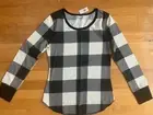 NWT Old Navy Buffalo Plaid Thermal Boyfriend Check t SHIRT black white sleep M