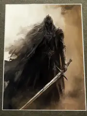 Dark Swordsman Emerging from Shadows - Poster 18x24in
