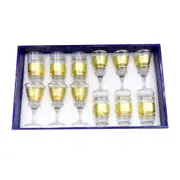 Moroccan Design Gold Drinking Glass Tunblers Set of 12 Pcs 6.5*12/7.5*15 cm