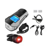 New LED Cycle Headlight Bicycle USB Front Light & Bike Speedometer Odometer Horn