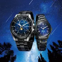 在飛比找Yahoo奇摩購物中心優惠-CITIZEN 星辰 星空藍 限量 鈦 光動能電波情侶手錶 