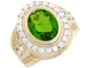 10k or 14k Real Gold 10x12mm Simulated Peridot August Birthstone CZ Mens Ring