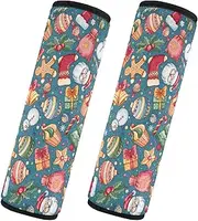 Car Seat Belt Pads Set of 2 Breathable Car Safety Seat Belt Strap Shoulder Pad Camera Bag Strap Cover Car Accessories for Adults Youth Kids S Festive Christmas in Cartoon Style