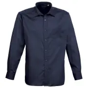 Premier Mens Long Sleeve Formal Plain Work Poplin Shirt (Navy) - RW1081