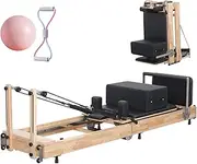 Foldable Pilates Reformer,Reformer Pilates Wood Machine Portable Pilates at Home Gym Equipment for Women & All Level Users