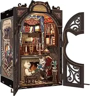 CUTEBEE Book Nook Kit - DIY Dollhouse Miniature House Kit for Adults, Teens and Beginners, Tiny House Booknook Bookshelf Decor 3D Wooden Puzzle, Gifts for Family, Friends (Count Cat's Study)