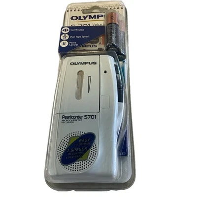 Olympus Pearlcorder S-701 Handheld Micro Cassette Voice Recorder White - NEW!