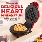 Mini Waffle Maker Machine with Easy to Clean, Non-Stick Sides, Red Heart 4 Inch