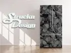 White Sketch Circle Patterns Black Fridge Freezer Wrap Side Door Vinyl Decal