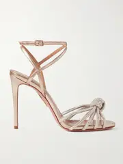 [Aquazzura] Aquazzura - Celeste 105 Crystal-embellished Leather Sandals - Gold - IT40 IT 40 Gold