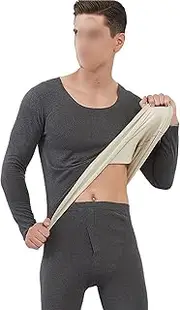 [WETKOL] Base Layer Compression Set for Men, Winter Breathable Soft Fleece Lined Men's Top and Bottom Underwear Base Layer, for Workout Skiing Running Mens Thermal Underwear Set