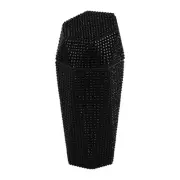 Car Trash Can Rhinestones Portable Auto Cup Holder Plastic Trash Bin Black 1 Pcs