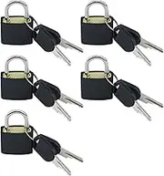 5 Pack Metal Padlock Solid Brass Luggage, Backpack, Diary, Jewelry Box, Crafts, School Teaching Lock with Key and Durable Cover (Black)
