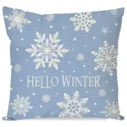 Hello Winter Snowflake Christmas Pillow Cover 18" x 18" (Pack of 1) Light Blue
