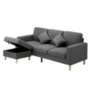 Oikiture Sofa Lounge Set Modular Couch 3 Seater Corner Chaise Ottoman Velvet