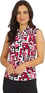 [IBKUL] Athleisure Wear Sun Protective UPF 50+ Icefil Cooling Jennifer Print Sleeveless Polo – 14543