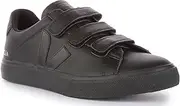 [Veja] Recife Women's Chromefree Leather Three Strap Trainers (Black, US 5)