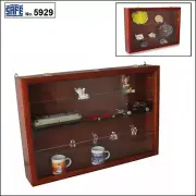 Wood Display Case Midi Militaria 360x240x70mm 3 Glass Shelves Safe 5929 Mahogany