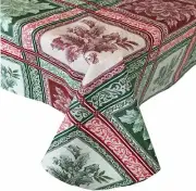 Christmas Vinyl Flannel Tablecloth Various Sizes Holly Poinsettias Red Green
