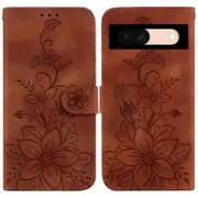 For Google Pixel 8a Case Flower Imprint Leather Foldable Stand Phone Wallet Cover