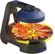 1390W Smokeless Electric Oven with LCD Display Screen, 360° Automatic Rotating Baking Pan and 11 Gear Adjustable Temperature, Removable Baking Pan, for Party, Camping