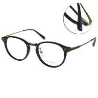 在飛比找Yahoo奇摩購物中心優惠-PAUL HUEMAN 光學眼鏡 學院風圓框款/黑-復古銅#