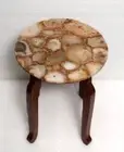 24" Round Elegant Agate Stone End Coffee Table With Interior Design for Room Dec