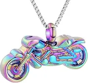 KBFDWEC Motorcycle Cremation Jewelry for Ashes Penadant Urn Locket Stainless Steel Keepsake Memorial Necklace