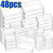 6/48pcs Plastic Storage Box Square Transparent Flip Portable Pill Container Jewe
