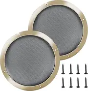 6.5'' Speaker Grill Cover 6.5 Inches Speaker Subwoofer Grill Grille Cover with Metal Mesh and Gold Plastic Rim for Car Speakers, Home Speakers