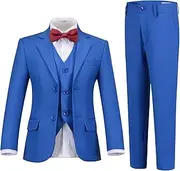 [Keecaan] Boys Suit 4-Pieces Toddler Tuxedo Vest Pants Set Suits for Boys Communion Dress Clothes Ring Bearer Outfit