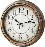 Wesoke 30cm Wall Clock, 12 inch Retro Digital Wall Clock, Vintage Large Round Wall Clock Silent Non Ticking Battery Operated Quartz Easy to Read for Office,Classroom,Home,Bedroom,Kitchen, Gold
