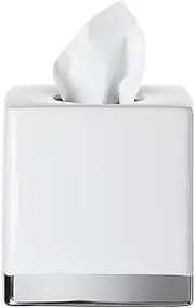 Motifeur Bathroom Accessories - Ceramic Tissue Holder, Decorative Square Tissue Cover Box (White and Silver)