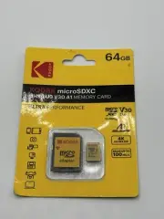 Kodak 64GB, TF Micro SDXC Memory Card UHS-1 U3 V30 A1 Class 10, with SD Adapter