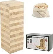 Steventoys Giant Tumble Tower, 54PCS Giant Timber Game with Storage Bag, Wooden Stacking Games for Kids Adults and Family, Outdoor and Indoor Play