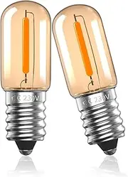 Bonlux Salt Lamp Bulbs 1W,E14 Oven Light Bulbs Replacement for 10W Halogen Bulb,SES Wax Burner Bulbs for Fridge Bulb,Amber Glass Vintage Mini Tubular Bulb AC220-240V(Non-Dimmable, Pack of 2) ﻿