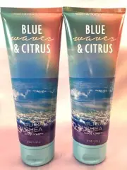 NEW 2 BATH & BODY WORKS BLUE WAVES & CITRUS 24 HOUR MOISTURE BODY CREAM 8 OZ EA