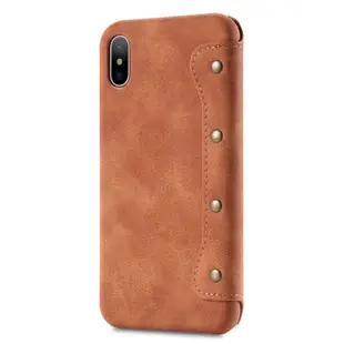 IPhone XS Max XR X 皮革保護套磨砂皮紋定型殼一體式手機套皮套