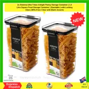 2x Sistema Ultra Square Food Container, 1.3L, Black | FREE SHIPPING | NEW AU
