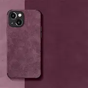 iPhone 14 13 12 11 Pro X XR XS Max 7 8 Plus Soft Fabric Vintage Case Funda Shockproof Matte Leather Case,Plum,for iPhone 13