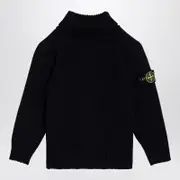 [Stone Island] Navy blue cotton blend turtleneck sweater 10 Y Blue