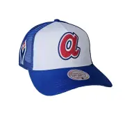Atlanta Braves Hat White Blue Pro Pinch Fit Mitchell & Ness Snapback Adjustable