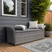 Storage Bench with Cushion Grey 138 cm Poly Rattan vidaXL