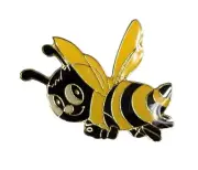 Happy Bee Honey Bumble Flying Yellow & Black Pin Hat Tac Backpack Flair