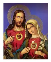 Sacred Heart of Jesus Immaculate Heart of Mary Unframed Print Wall Art Religious