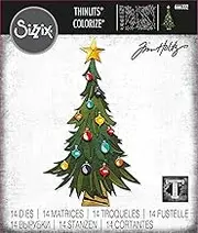 Sizzix Thinlits Die Set 14PK Trim a Tree Colorize by Tim Holtz | 666332 | Metal, Wafer-Thin Cutting Dies for Scrapbooking, Embossing, Journalling, Silver