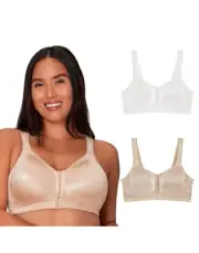 Playtex Women's 18 Hour Front Close Extra Back Support Wireless Bra, 2-Pack