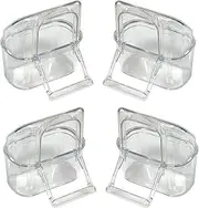 Lot of 4 Acrylic Clear Plastic Seed Food Water Feeder Hood Cups for Bird Parrot Cage with Spring Lock Feeder Doors